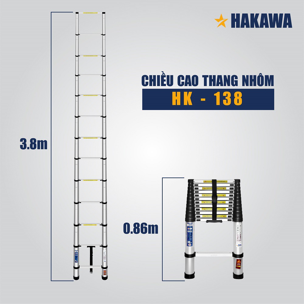 Thang nhôm rút đơn cao cấp HAKAWA - HK-150 - Sản phẩm chính hãng - bảo hành 2 năm