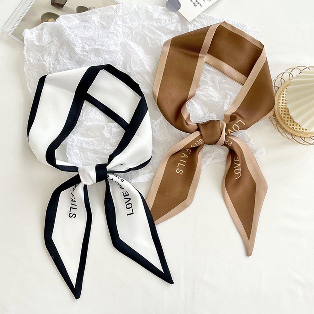 1 Khăn Quàng Cổ Lụa In Chữ Trang Trí Đa Năng Màu Sắc Xinh Xắn Cho Nữ