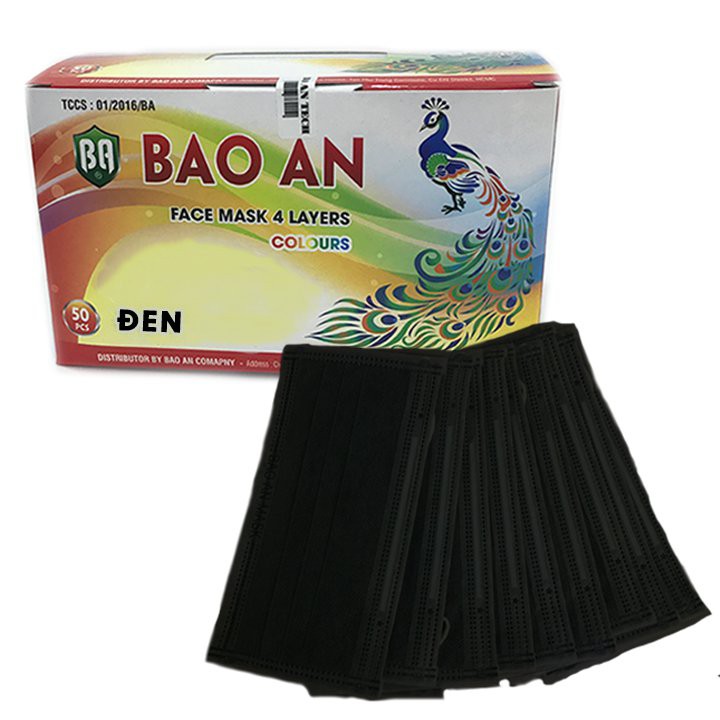 Khẩu Trang Y Tế Full Đen BẢO AN 4 Lớp Dày Xịn
