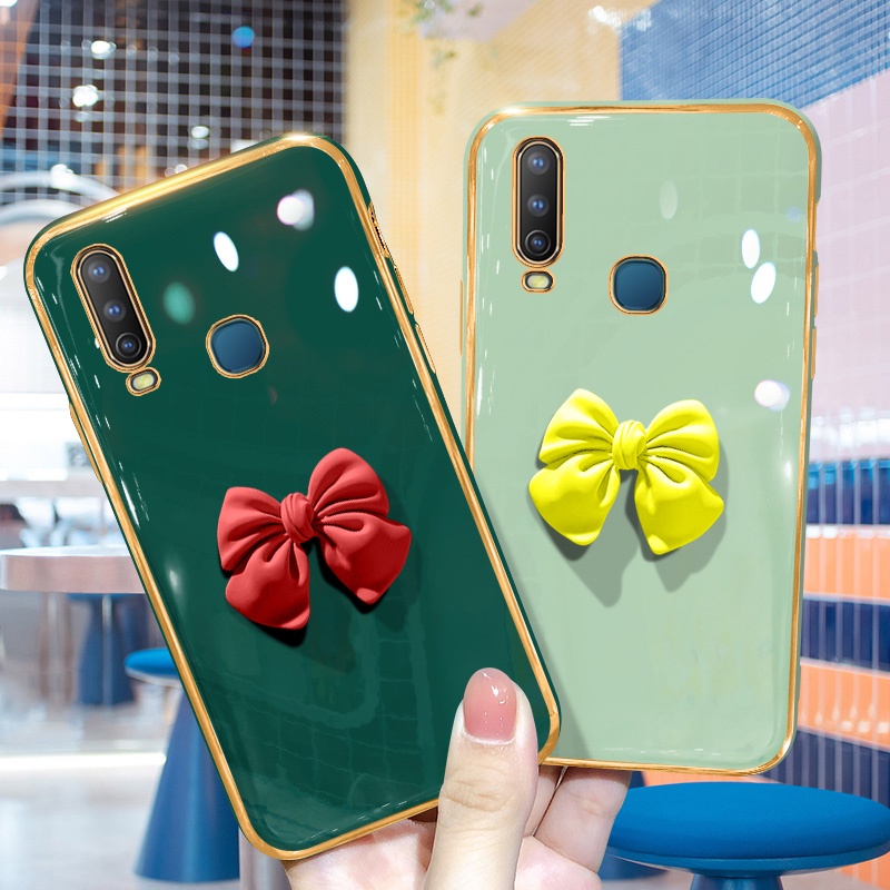 Ốp Điện Thoại Hình Nơ 3D Cho Vivo Y11 Y20 Y21 Y33S Y91C V11 V11i S1 Pro Y12A Y12S Y20i Y15S V20 Y12 Y15 Y17 Y50 Y30 V15 Y19 V9 Pro