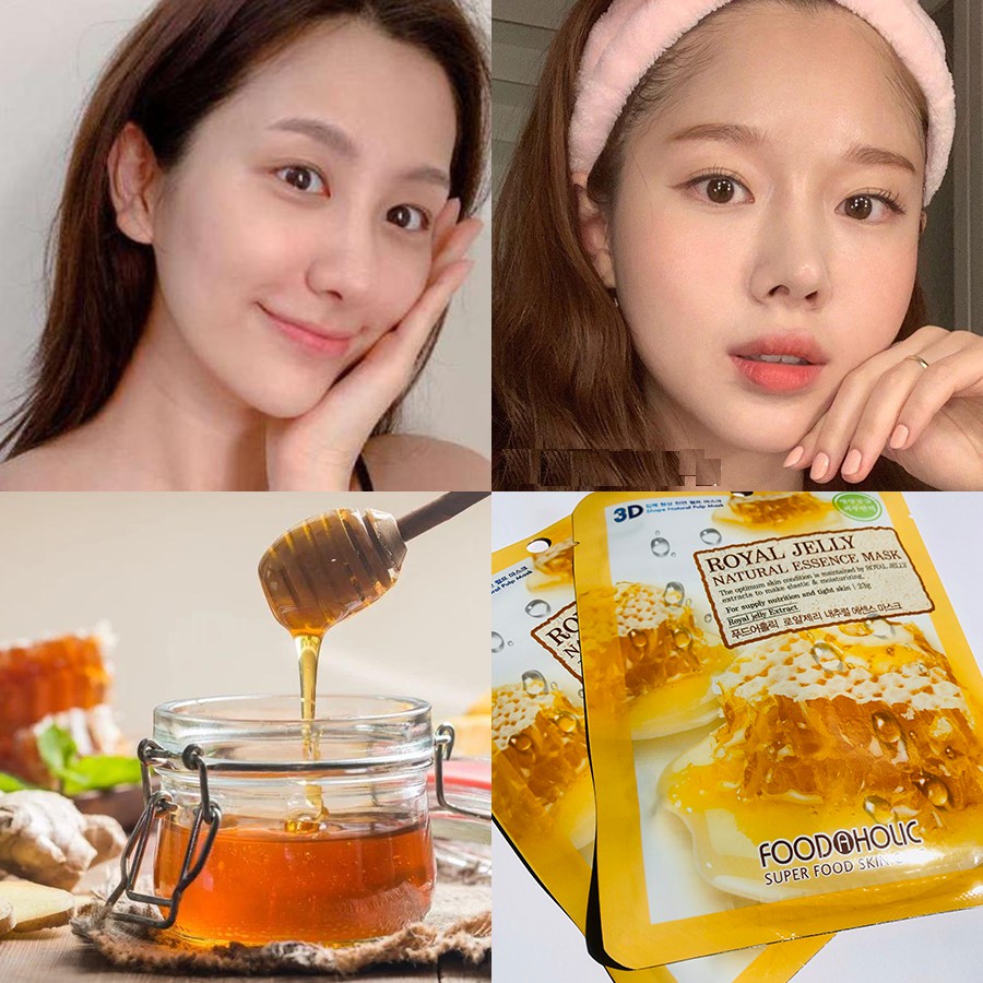 Combo 10 Mặt Nạ Dưỡng Ẩm, Ngăn Ngừa Lão Hóa Da 3D Foodaholic Mật Ong-Royal Jelly Natural Essence Mask 23ml x 10