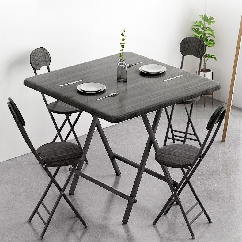 Bộ bàn ăn gấp gọn mặt gỗ phủ melamin chống xước giá rẻ, Bộ bàn ăn 4 6 ghế phòng bếp thông minh hoặc cafe trà ban công
