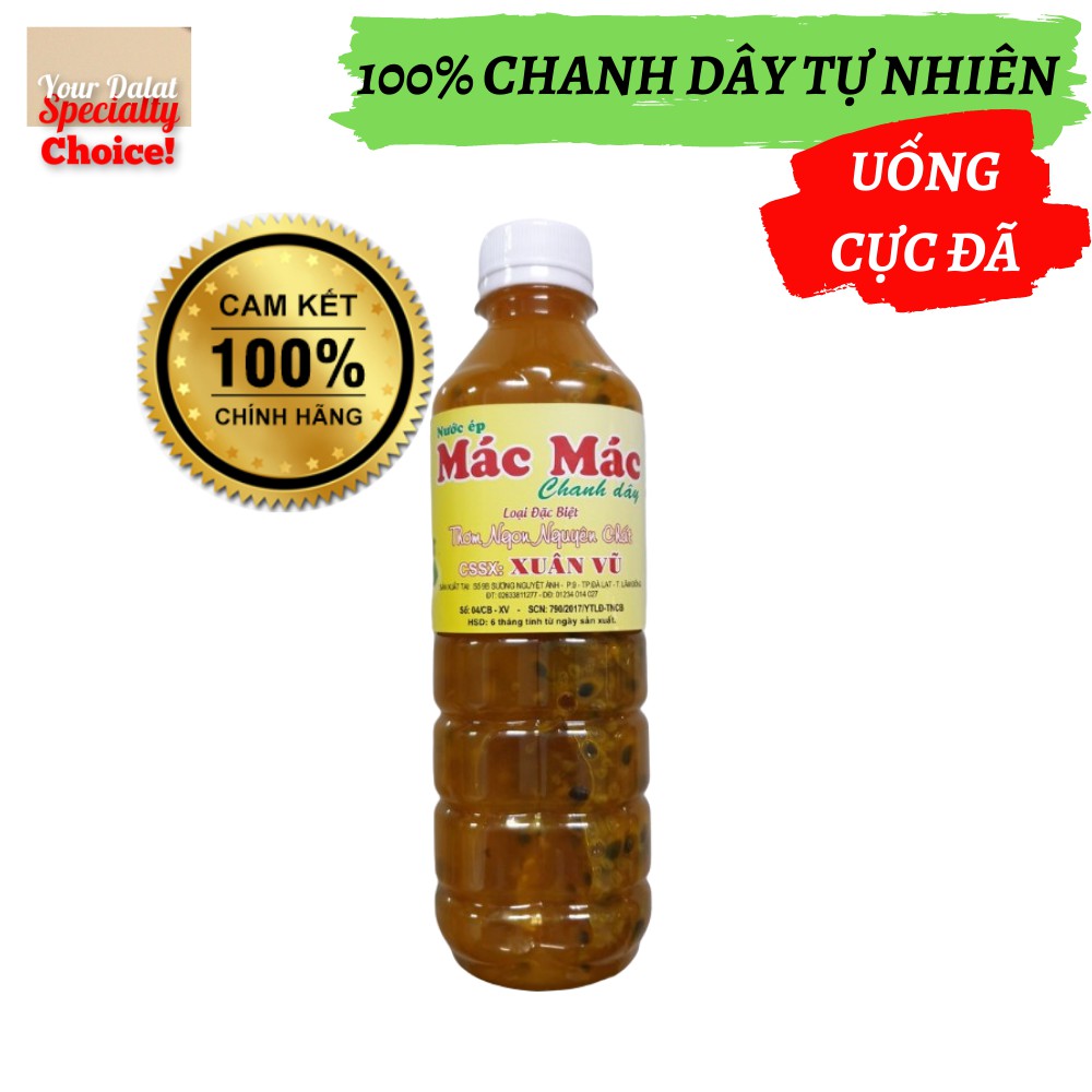 [FREESHIP XTRA] [⇩20%] Nước ép chanh dây Đà Lạt (mác mác) chai 500ml