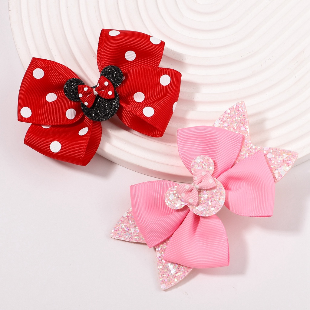 Kẹp tóc KIDSBOWS hình nơ bằng kim loại hình chuột Mickey hoạt hình dễ thương cho bé gái