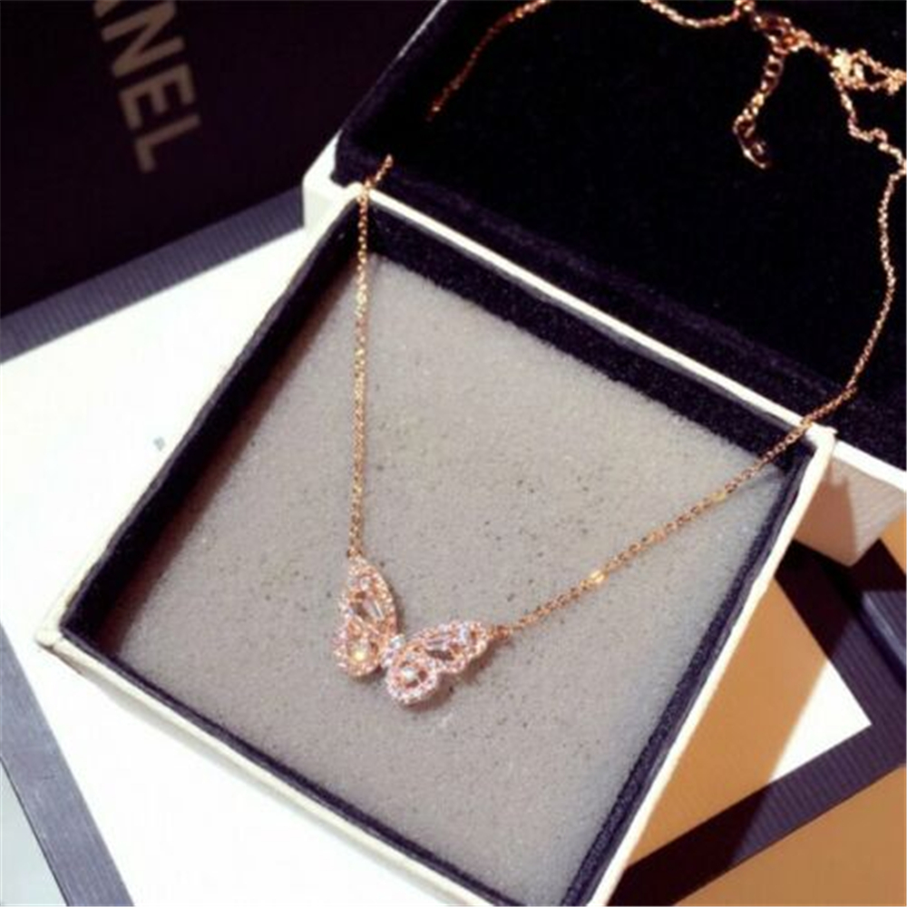 Dây chuyền thiết kế mặt hình bướm đính đá zircon phong cách boho làm quà tặng Valentine xinh xắn cho nữ