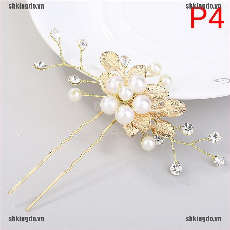 Trâm cài tóc hình hoa đính kim cương giả xinh xắn cho cô dâu