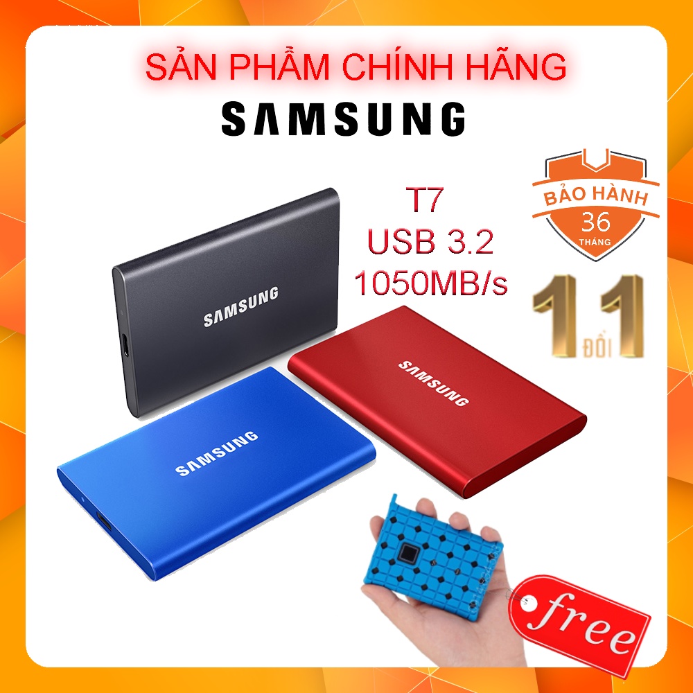 Ổ cứng di động SSD Samsung T7 tốc độ 1050MB/s - Tặng bao đựng - 500G 1TB 2TB