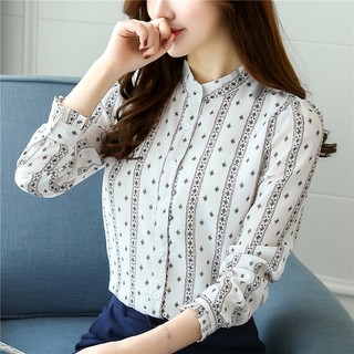 Áo sơ mi nữ công sở họa tiết sọc dọc phong cách vintage thời trang