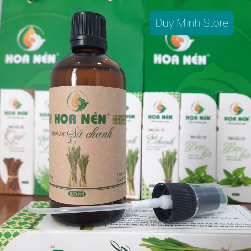 🌿🌿🌿 Tinh dầu xịt phòng Hoa Nén [100ML] SẢ CHANH, QUẾ, BẠC HÀ, HOA NHÀI, SẢ JAVA nguyên chất, an toàn tuyệt đối 🌿🌿🌿