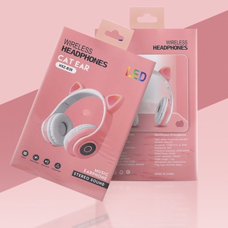 Tai nghe bluetooth chụp tai không dây kiểu dáng tai mèo B39 wireless v5.0 hỗ trợ usb thẻ nhớ, đèn led rgb 7 màu xì tin