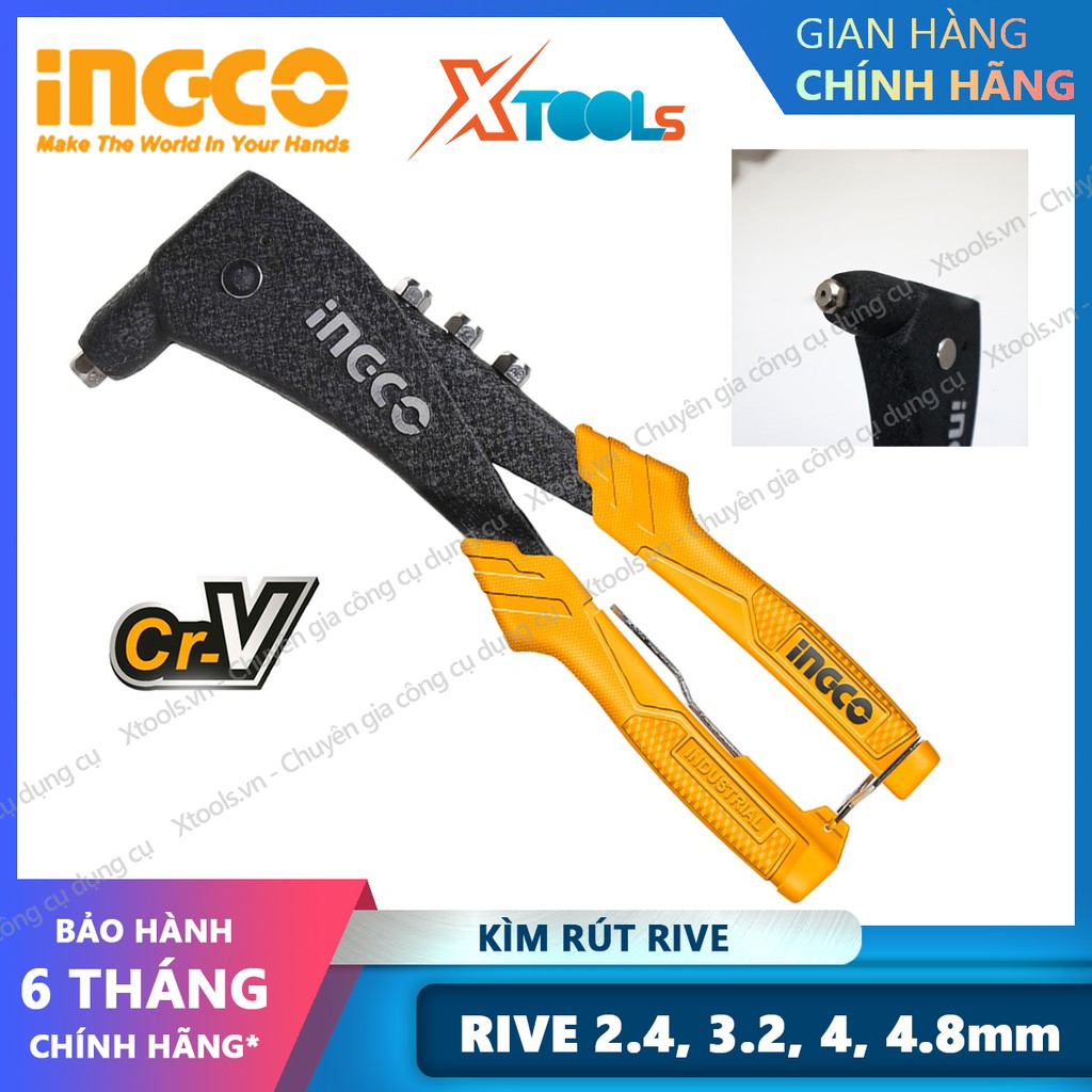 Kìm rút đinh tán chuyên dụng INGCO HR105 10&quot;, kềm rút rive trợ lực, tay cầm dài, cỡ đinh rút 2.4mm-4.8mm