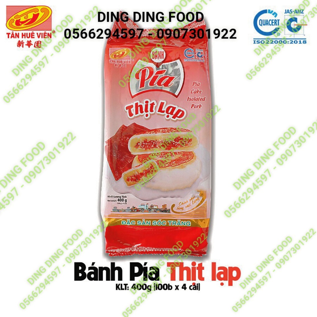 Bánh Pía Thịt Lạp 400g [4 BÁNH] Tân Huê Viên| Pía Mặn| Đặc Sản Sóc Trăng| Pía Đậu Xanh Thịt Lạp - DING DING FOOD