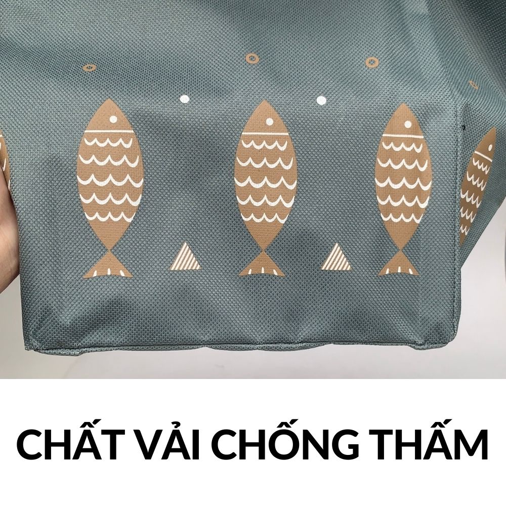 Túi đựng hộp cơm giữ nhiệt *loại khóa dán* có lớp cách nhiệt không thấm nước mã 20065