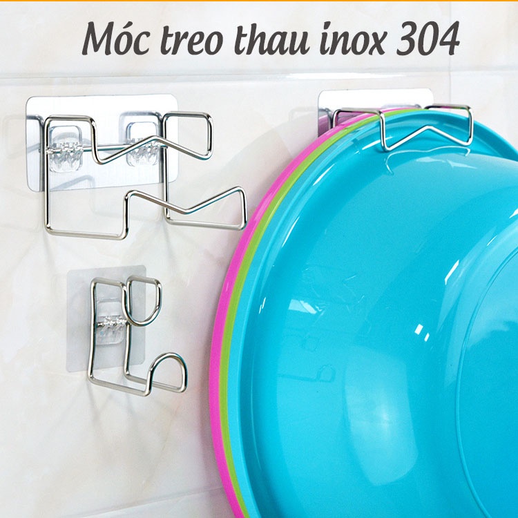 Móc treo thau chậu rổ dán tường nhà tắm inox 304 (móc lớn)