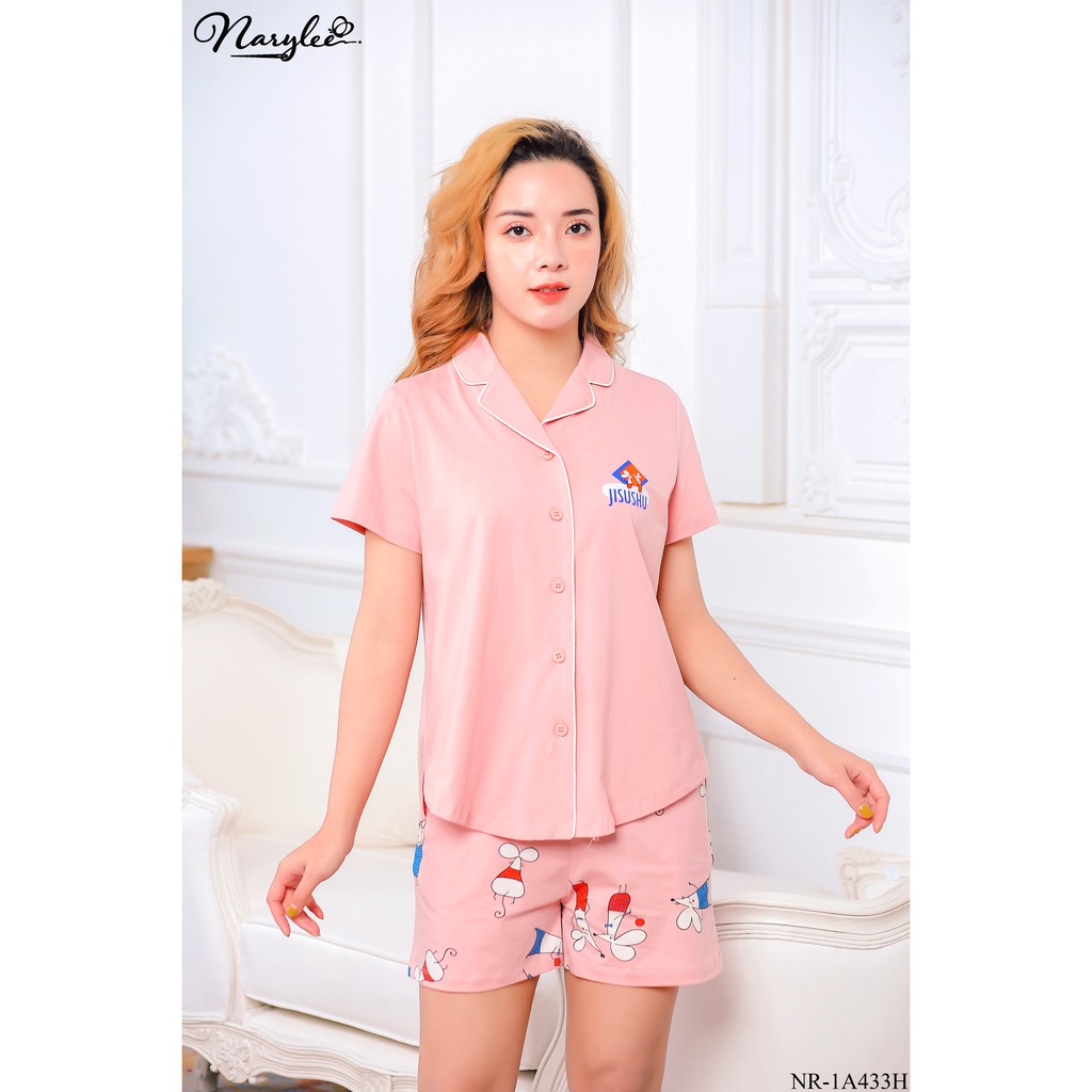 Bộ đồ mặc nhà áo cộc quần đùi 100% cotton cao cấp Narylee NR-1A433