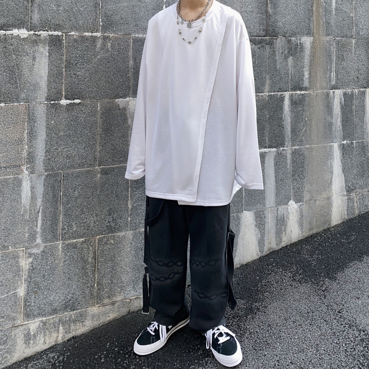 Long-sleeved T-shirt loose Korean style split design | BigBuy360 - bigbuy360.vn
