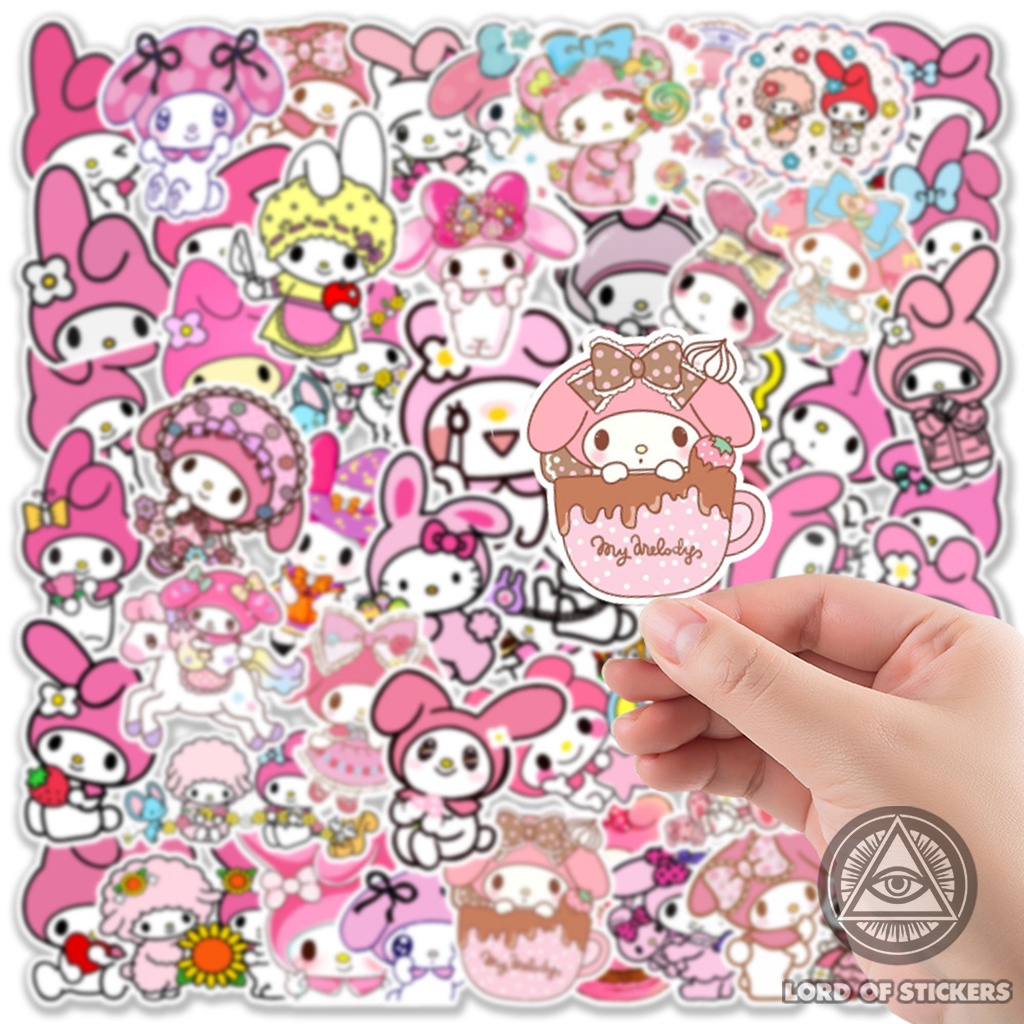 Set 50 Nhãn Dán My Melody Sticker Cute Nhân Vật Hoạt Hình Dễ Thương Chống Thấm Nước Trang Trí Mũ Bảo Hiểm, Laptop, Sổ