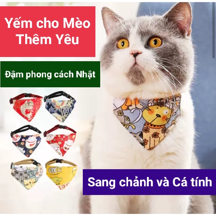 *Hoả tốc* Vòng cổ dạng Yếm cho chó mèo phong cách Nhật Bản sang chảnh