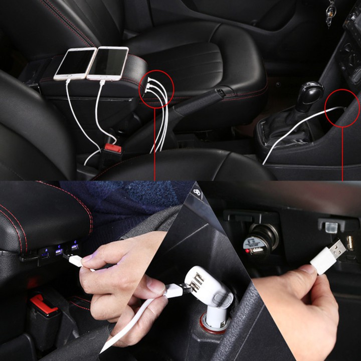 Hộp tỳ tay ô tô Nissan Sunny tích hợp 7 cổng USB DUSB-NNY - 2 màu: Đen và Be