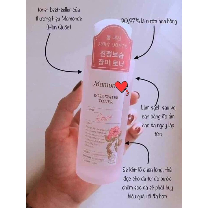 Nước Hoa Hồng Cung Cấp Độ Ẩm Mamonde Rose Water Toner (250ml)