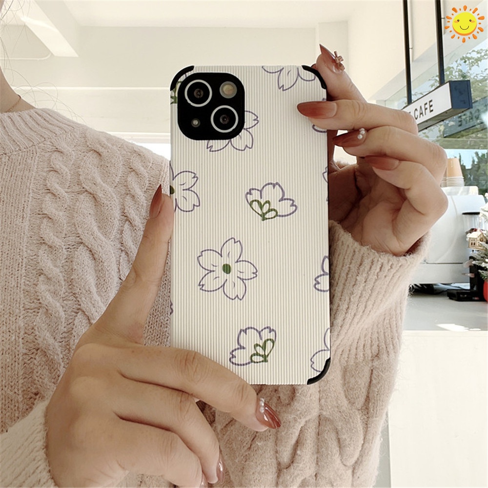 Samsung Galaxy Note 8 9 J4 J6 Plus J6+ J2 J5 Pro J7 Pirme On7 2016 J710 J510 J310 J530 J730 A9S G530 G532 Case Summer Simple small Fresh floral Flowers Four Corners Drop Resistance Cute Soft TPU Protective Cover