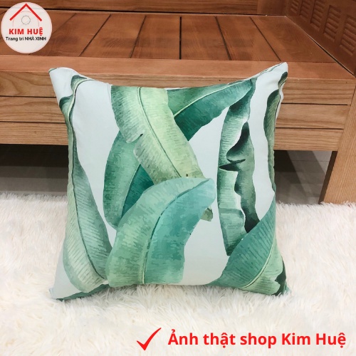 Gối tựa lưng , gối sofa vuông mẫu cây lá tropical đẹp 45x45cm