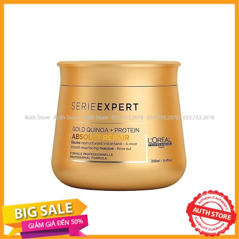 Ủ TÓC - KEM Ủ TÓC PHỤC HỒI 3 TÁC ĐỘNG LOREAL SERIE EXPERT ABSOLUT REPAIR GOLD 250ML - DẠNG KEM BƠ HTH9542