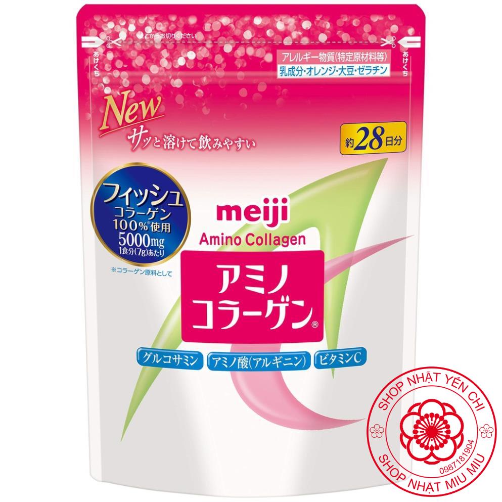 Collagen meiji amino dạng bột gói màu hồng