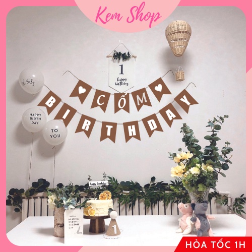 Dây chữ ghép tên bé sinh nhật tông nâu tây Hàn Quốc phong cách hiện đại - Kem Shop K305