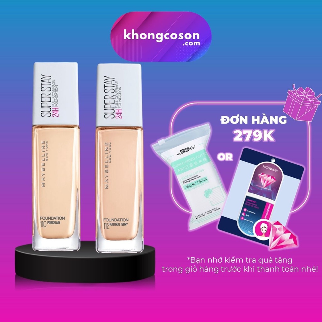 Kem Nền Kiềm Dầu Maybelline Bền Màu Che Phủ Tốt Superstay Long Lasting Full Coverage Foundation 30ml - Khongcoson