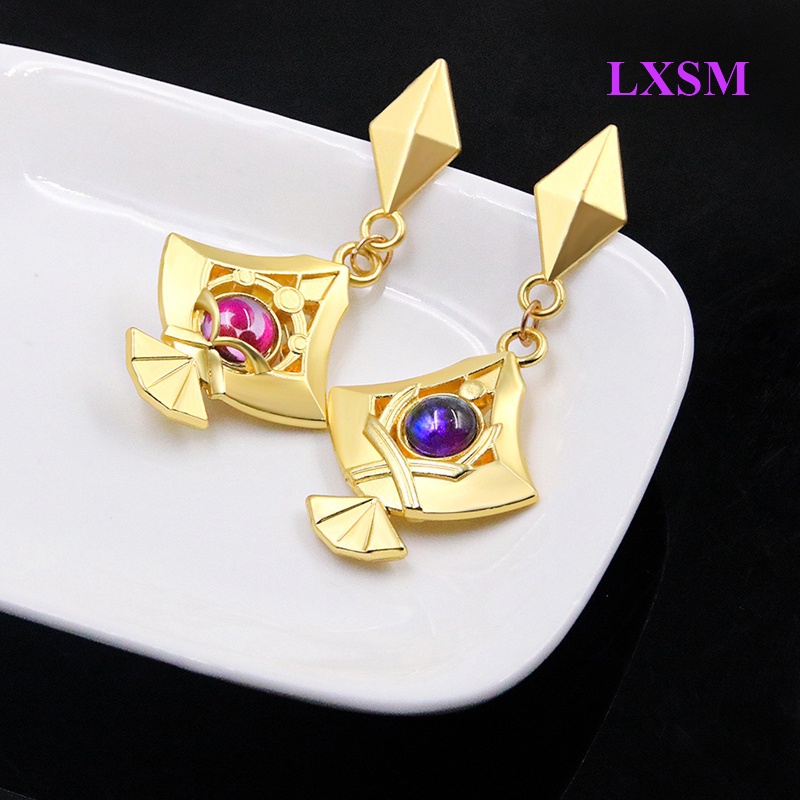 Lxsm Khuyên Tai Dạng Kẹp Mặt Hình Tác Động Hóa Trang Xiao Zhongli Tartaglia Thời Trang