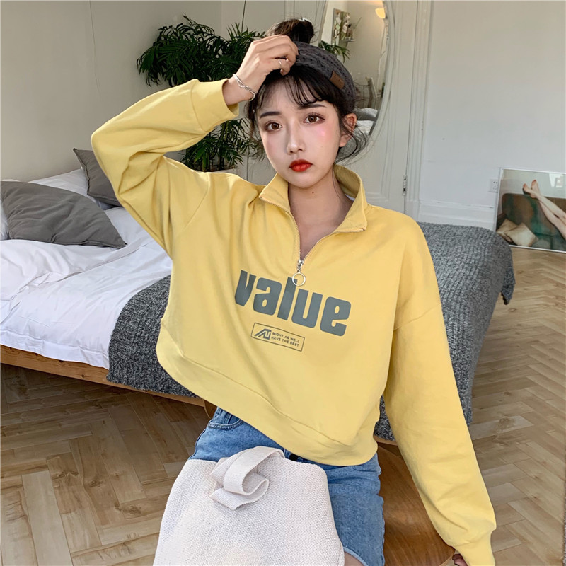 Áo Sweater Mỏng Chui Đầu Dáng Rộng Phối Khóa Kéo Thời Trang Mùa Thu Cho Nữ