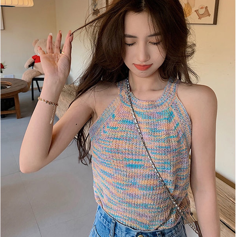 Áo kiểu IELGY ôm dáng thoáng khí cổ yếm kiểu retro cho nữ