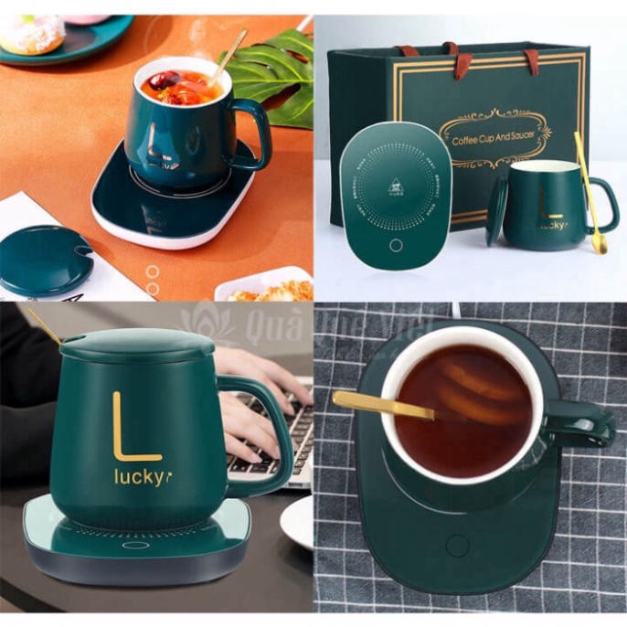 Cốc Hâm Sôi Bằng Kèm Đế Điện hâm sôi Cafe- Sữa -Trà + Tặng Thìa Mạ Vàng Tiện Lợi Hàng Chính Hãng
