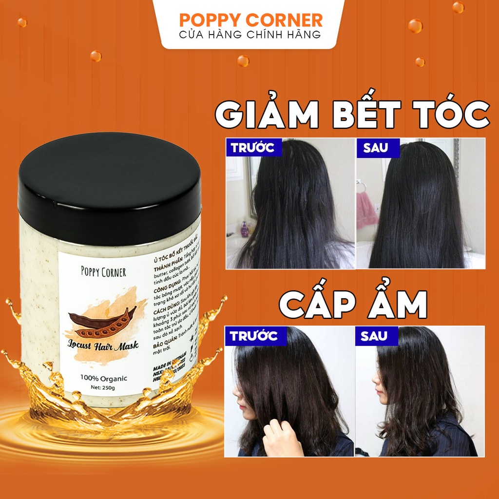 Dầu xả tóc bồ kết nhuộm kem ủ dưỡng tóc thơm thảo dược dầu ủ thiên nhiên phục hồi tóc hư tổn giảm khô xơ Poppy Corner