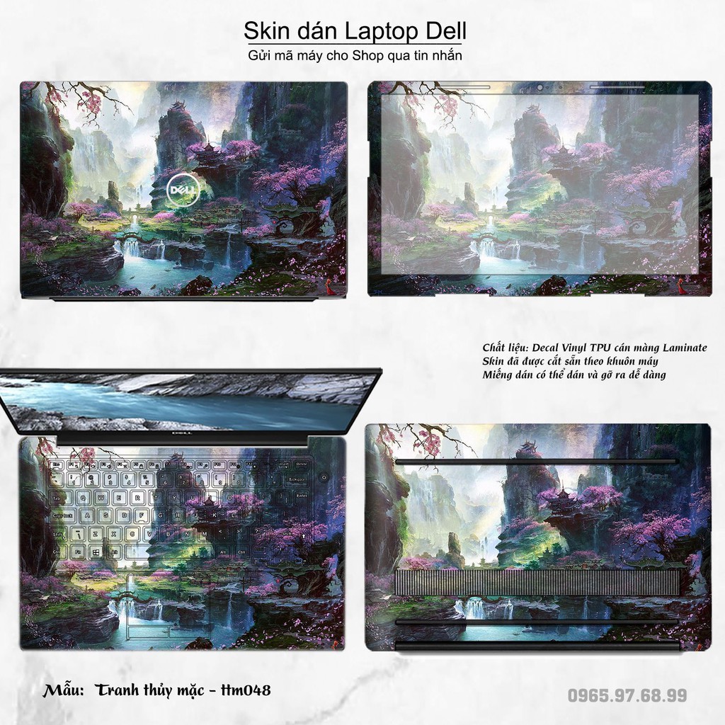 Skin dán Laptop Dell in hình Tranh thủy mặc nhiều mẫu 2 (inbox mã máy cho Shop)