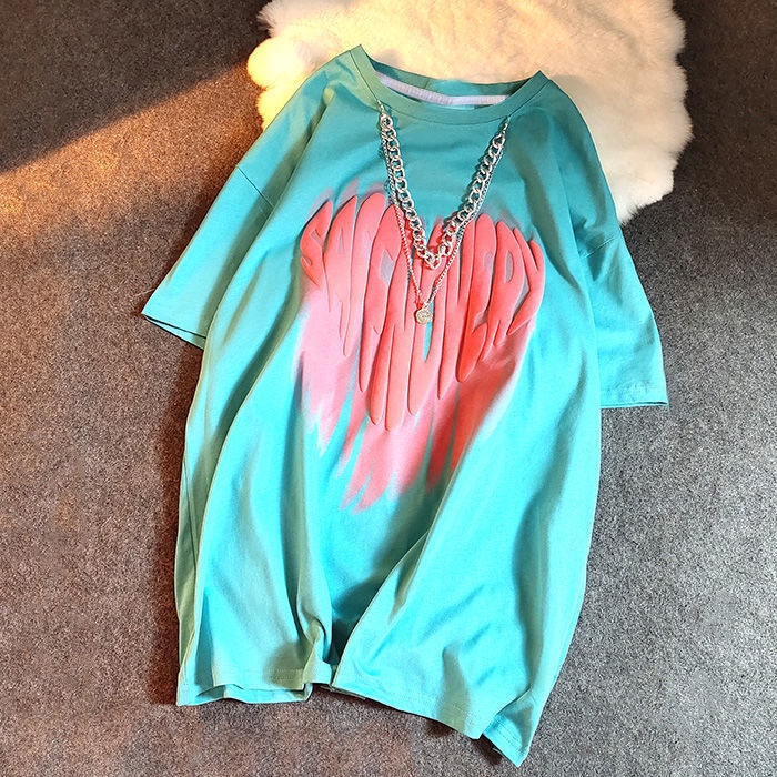 Áo Thun Cotton Dáng Rộng Tay Ngắn 2022 Thiết Kế Dây Xích Phong Cách Mới Dành Cho Nữ