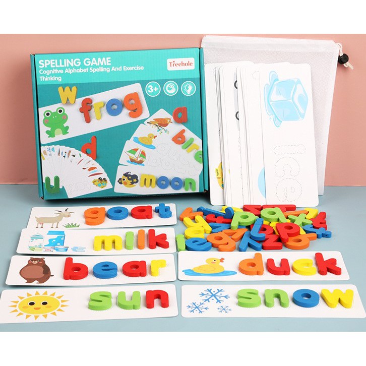 [New] Bộ 28 thẻ ghép từ vựng tiếng anh - Spelling Game hiệu Treehole giúp bé phát triển tư duy