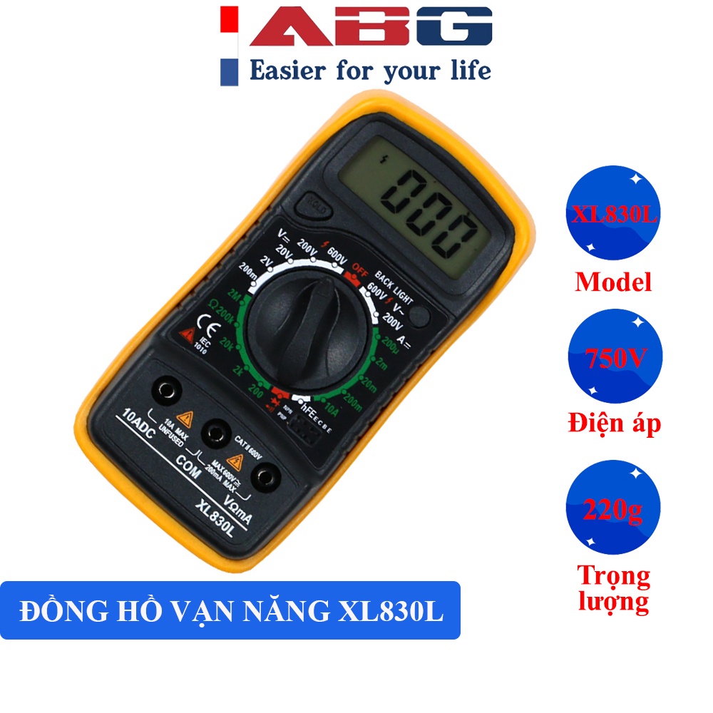 Đồng Hồ Đo Vạn Năng Kỹ Thuật Số ABG XL830L