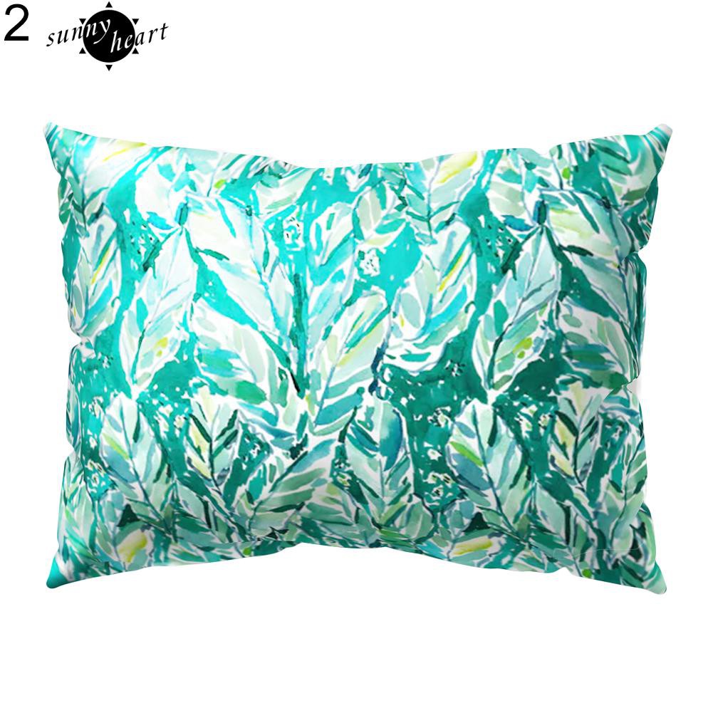 Áo gối khổ chữ nhật 30cm x 50cm in họa tiết lá cây nhiệt đới bắt mắt dùng để trang trí nội thất