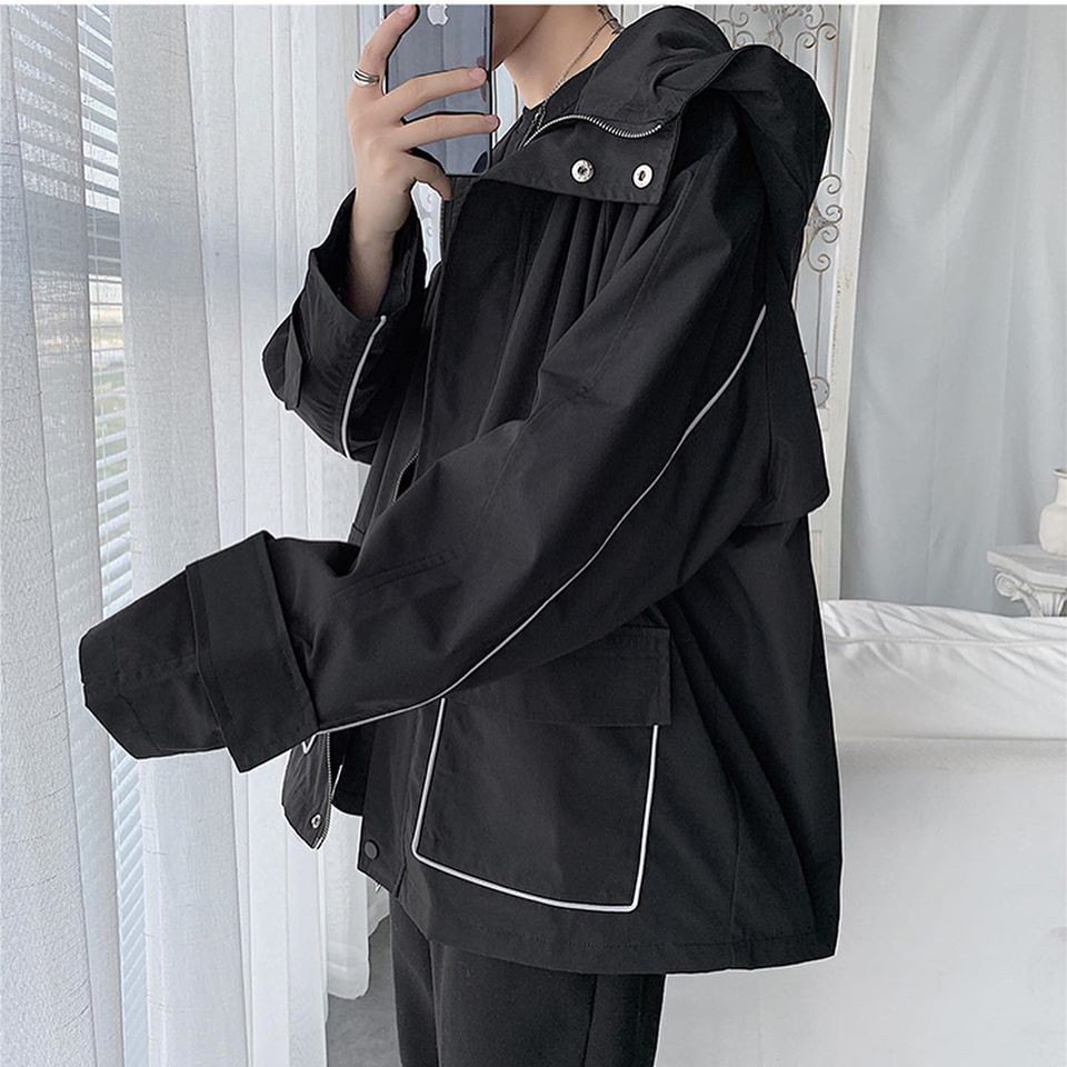Áo khoác dù đen phong cách unisex - kèm ảnh thật(gin store)