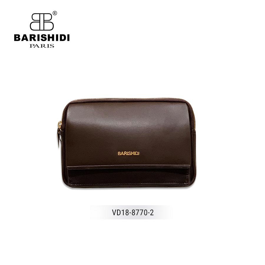 Clutch Cầm Tay Khóa Đôi Nắp Lật Nâu - [VD18-8770-2]