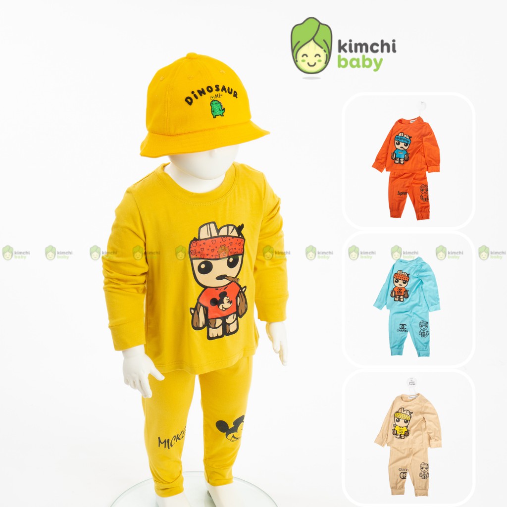 Đồ Bộ Bé Trai, Bé Gái Minky Mom Vải Thun Lạnh Groot Vệ Binh Thiên Hà, Bộ Dài Tay Cho Bé Mặc Thu Đông MKMTD2161