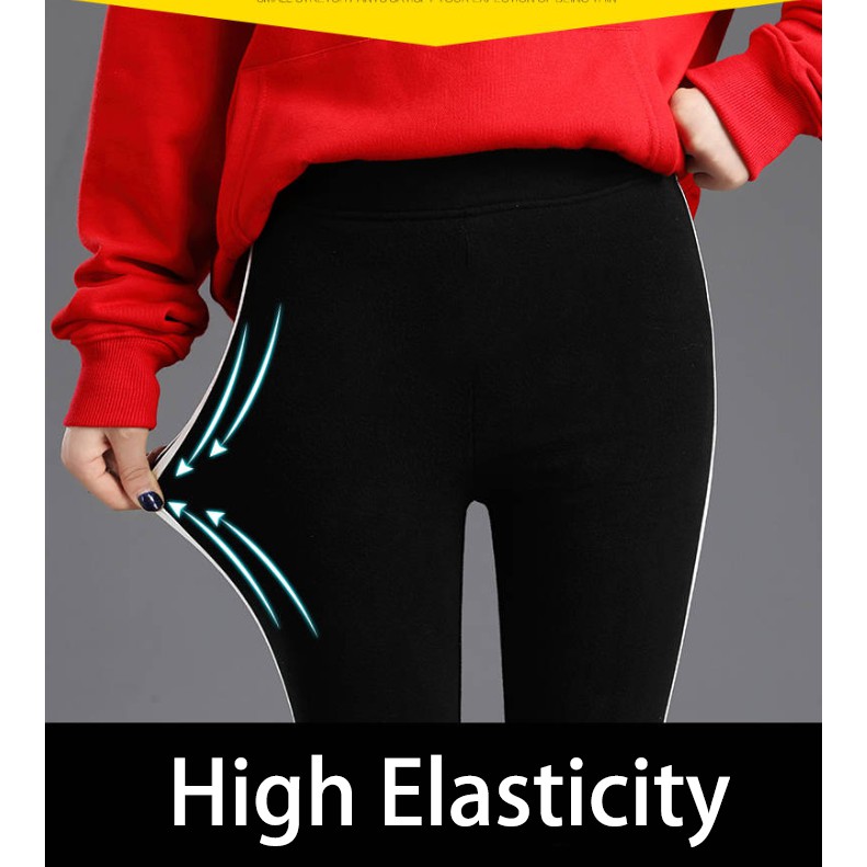 READY STOCK Women Striped Leggings Elastic Skinny Sports Long Pants