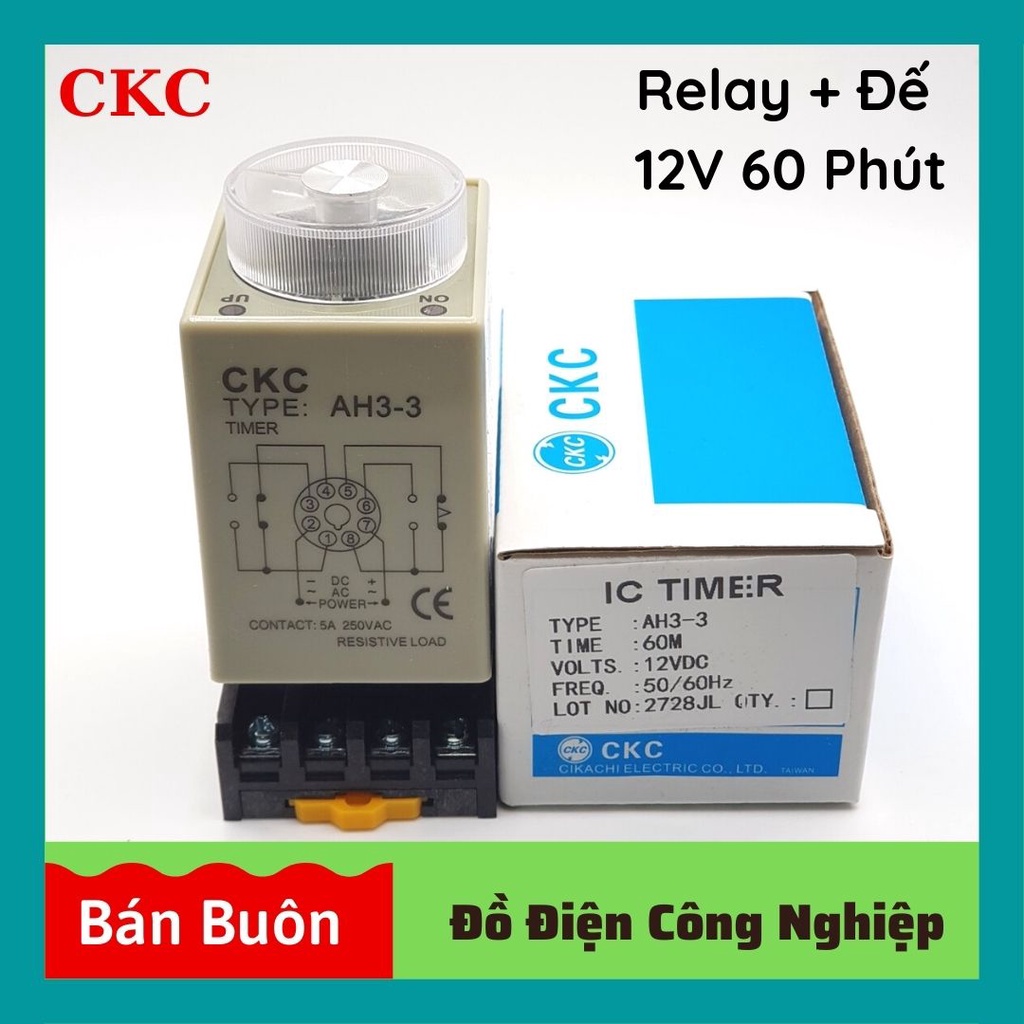 Relay thời gian CKC 12V 60 phút, rơ le thời gian, ckc 12v 60M