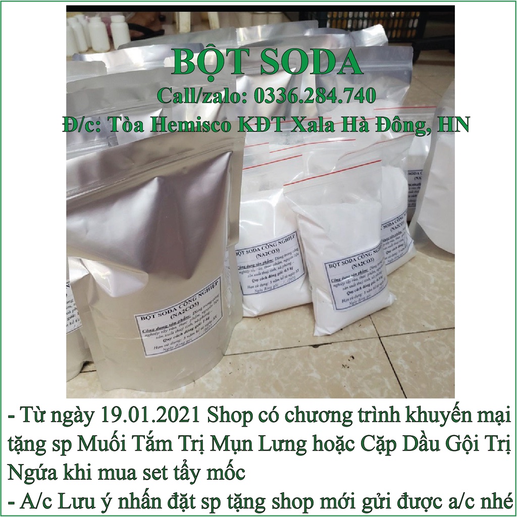 1kg - Bột soda Na2CO3, Bột Soda Công nghiệp, Công Dụng Tẩy Rửa, Nguyên Liệu Sản Xuất Xà Phòng, Dệt Nhuộm