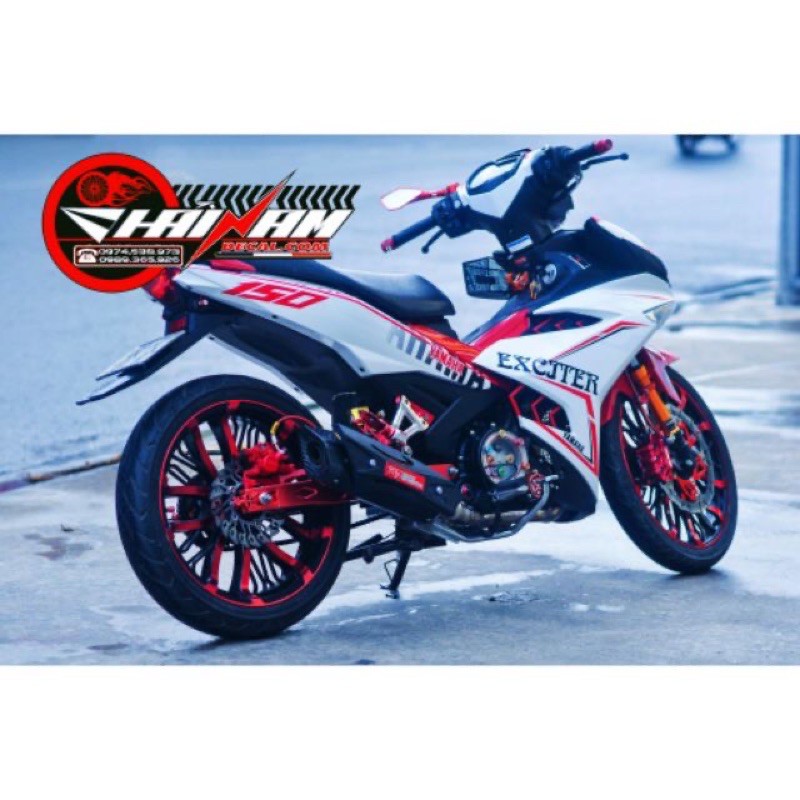 Tem Trùm Xe Exciter 150 Trắng Đỏ