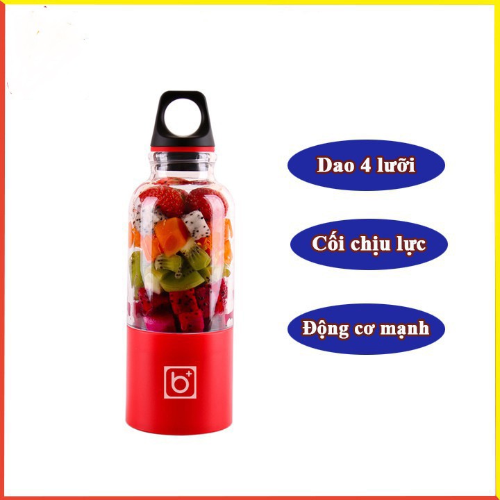 [Mã ELHA22 giảm 5% đơn 300K] Máy xay sinh tố mini cầm tay Bingo 4 lưỡi sạc pin dung tích 500ml