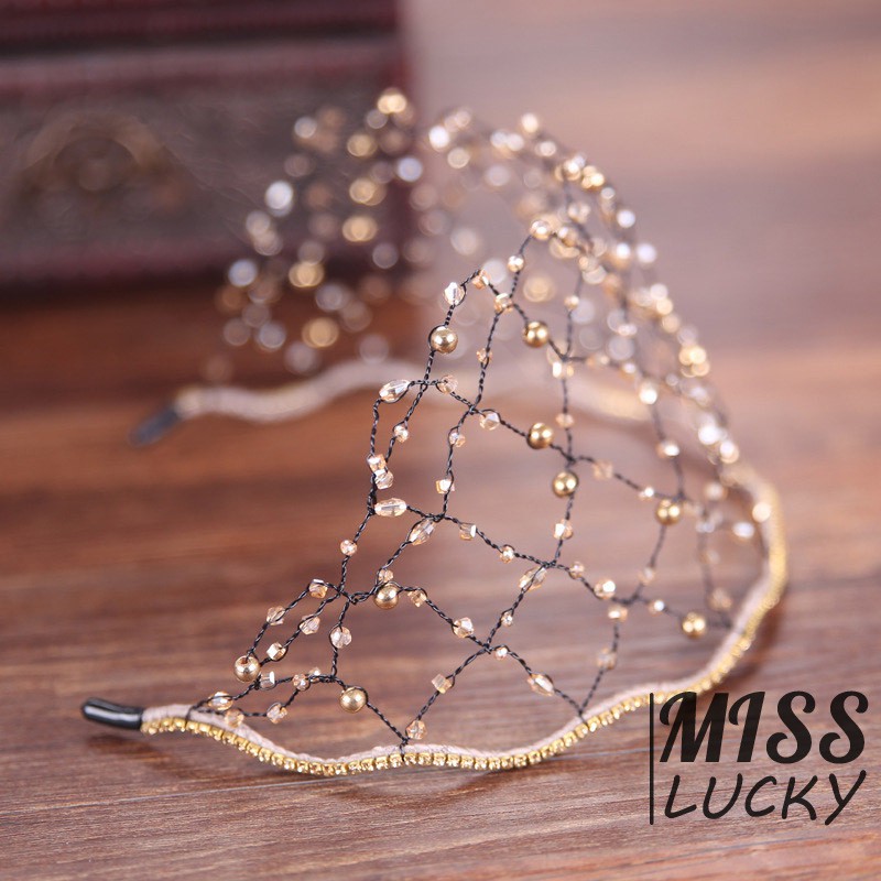 Luxury Baroque Vintage Crystal Head Buckle Crystal Mesh Bride Headband Rhinestone Tiara Wedding Hair Jewelry Accessories