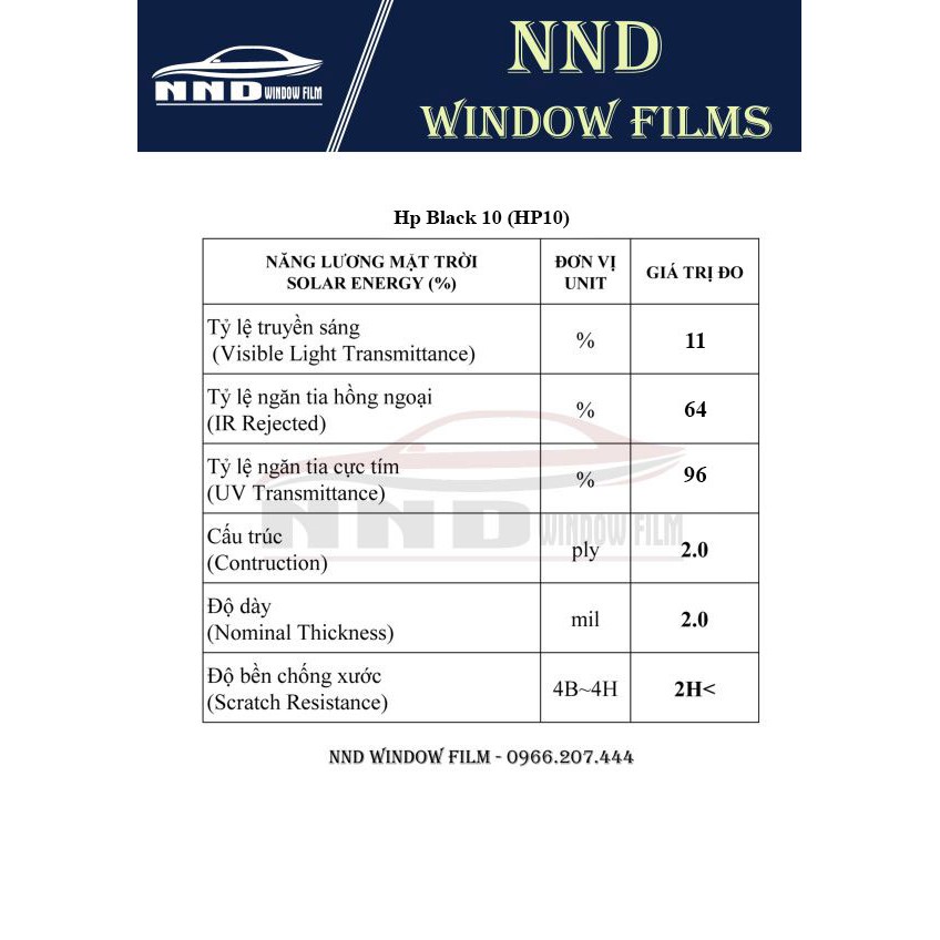 Phim Cách Nhiệt Màu Đen Công Nghệ 3M Chắn Sáng Chống Nắng Nóng Siêu Cao Không Phản Quang Mã HP10